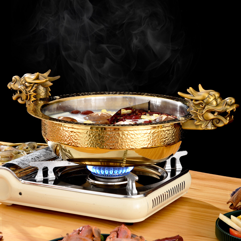 Nồi lẩu inox 3 lớp cao cấp quai cầm đầu Rồng OEM YBS07