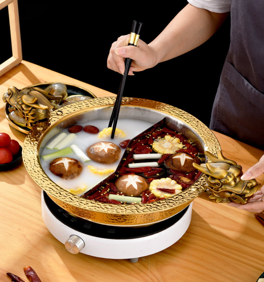 Nồi lẩu inox 3 lớp cao cấp quai cầm đầu Rồng OEM YBS07