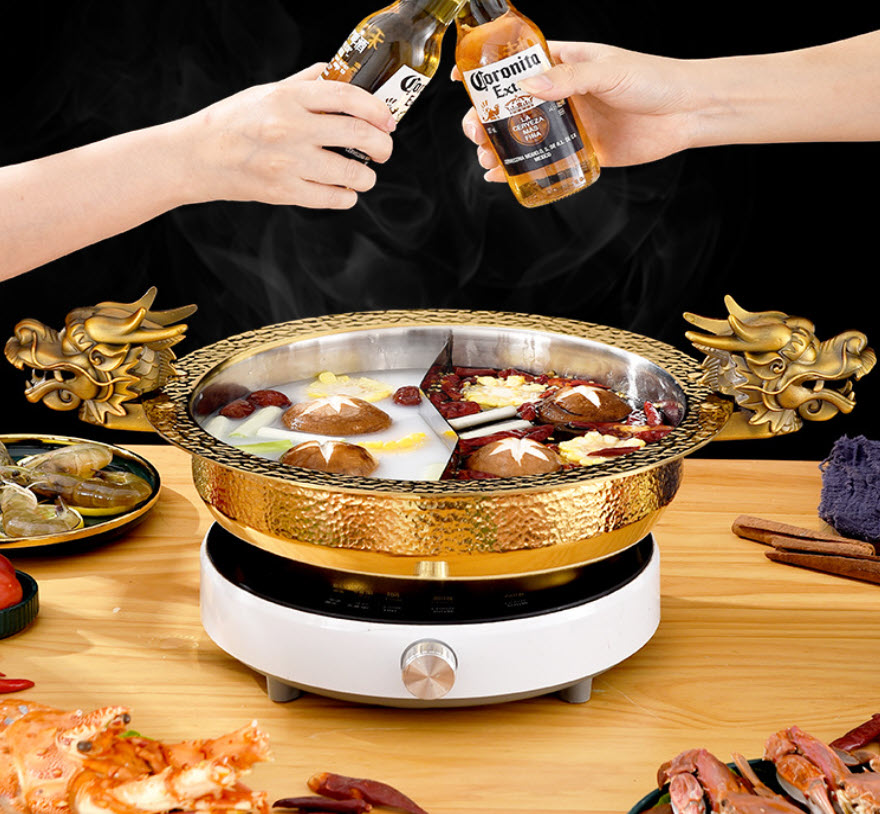 Nồi lẩu inox 3 lớp cao cấp quai cầm đầu Rồng OEM YBS07