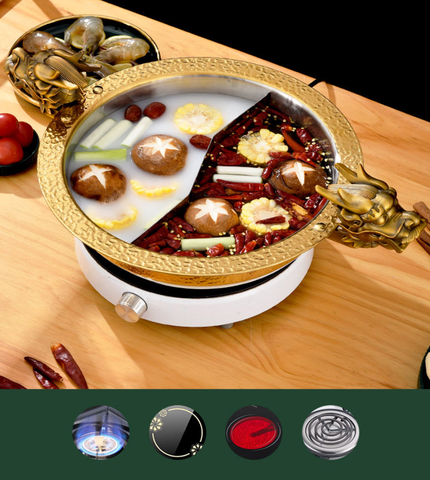 Nồi lẩu inox 3 lớp cao cấp quai cầm đầu Rồng OEM YBS07