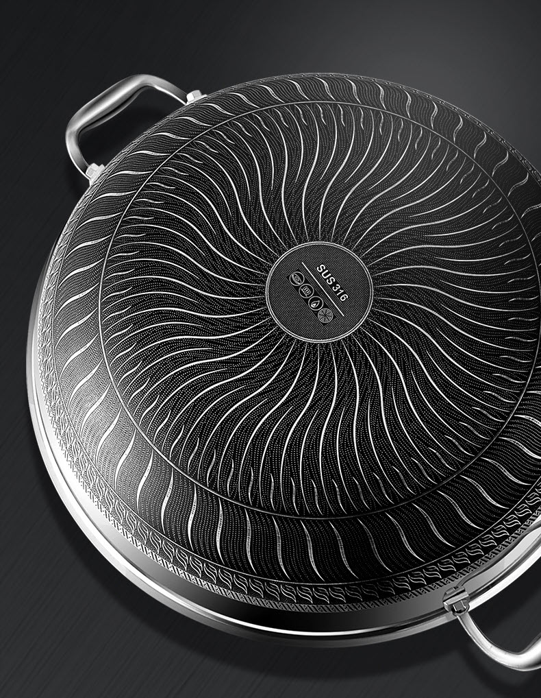 Chảo inox y tế 316 đáy bầu chống dính tổ ong OEM ZJSR1