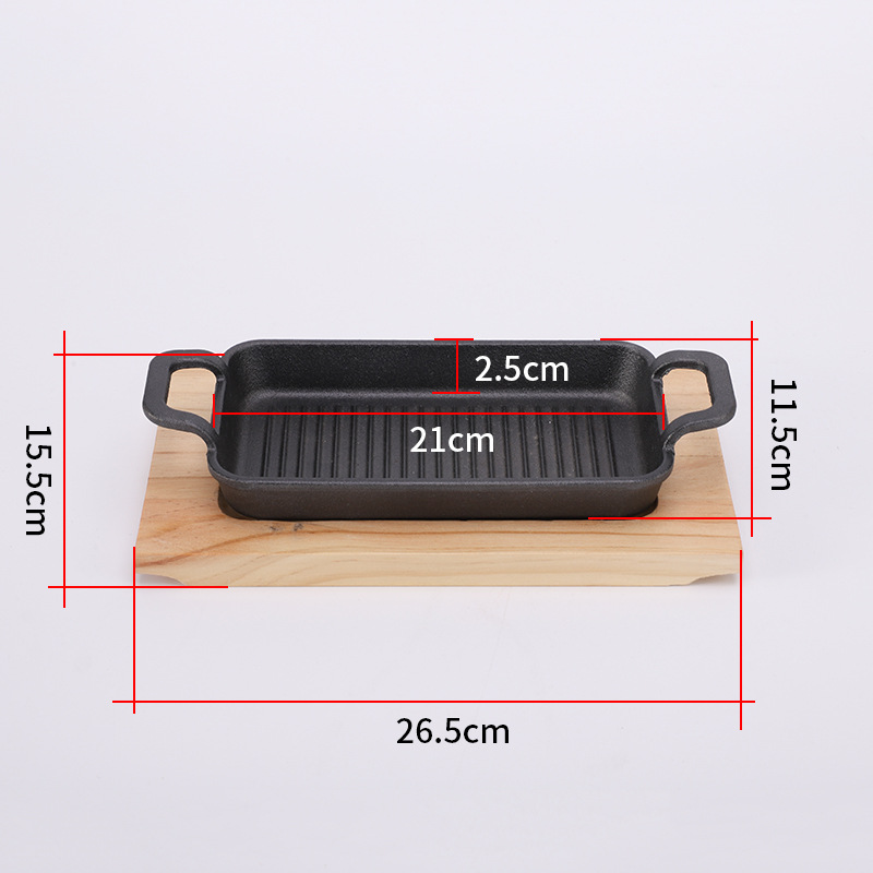 Chảo gang chữ nhật trưng bày thức ăn OEM HSTW01