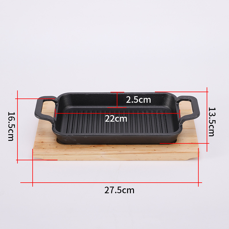 Chảo gang chữ nhật trưng bày thức ăn OEM HSTW01