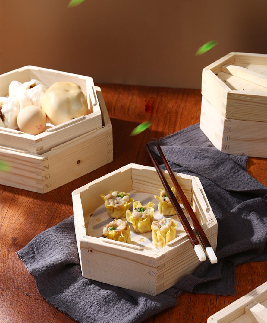 Xửng hấp gỗ Tuyết Tùng lồng hấp dimsum, hải sản, bánh bao OEM GB006