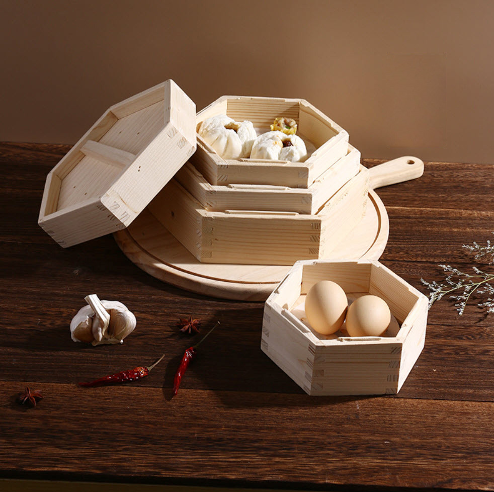 Xửng hấp gỗ Tuyết Tùng lồng hấp dimsum, hải sản, bánh bao OEM GB006