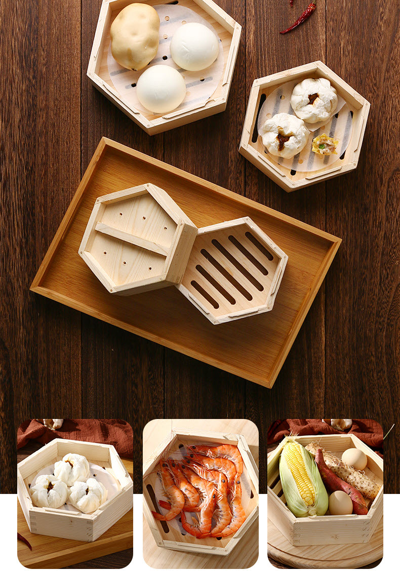 Xửng hấp gỗ Tuyết Tùng lồng hấp dimsum, hải sản, bánh bao OEM GB006