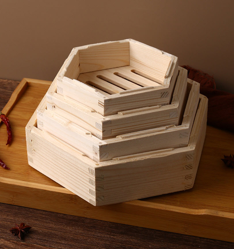 Xửng hấp gỗ Tuyết Tùng lồng hấp dimsum, hải sản, bánh bao OEM GB006