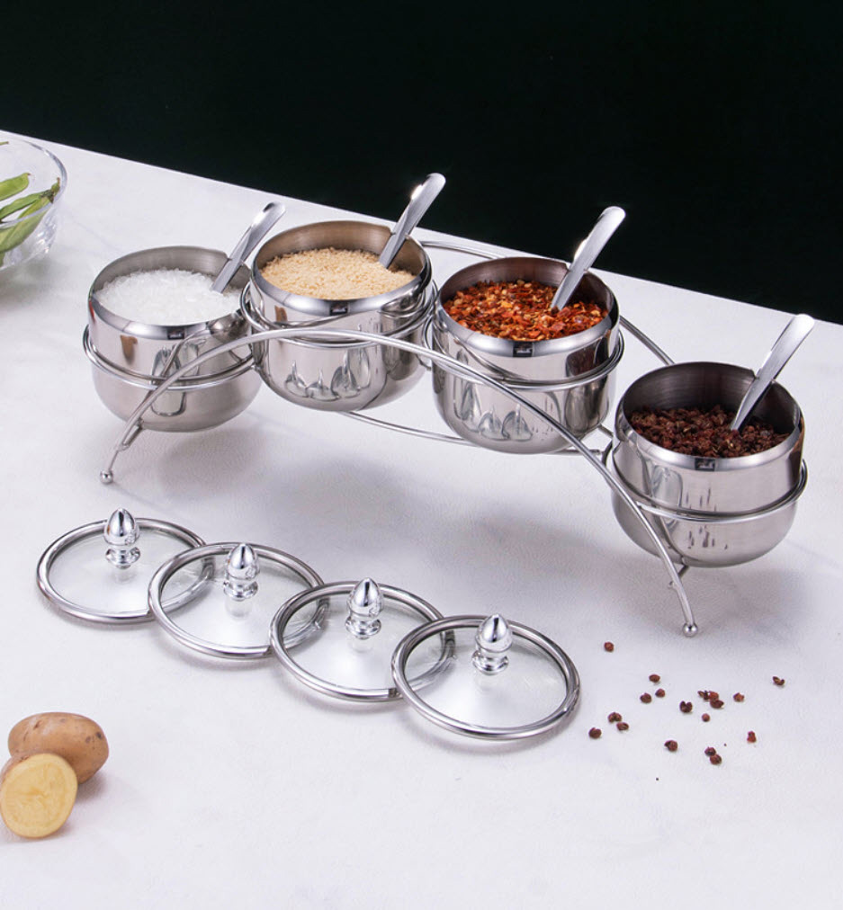 Bộ gia vị 4 ngăn inox 304 Nomi JMC008