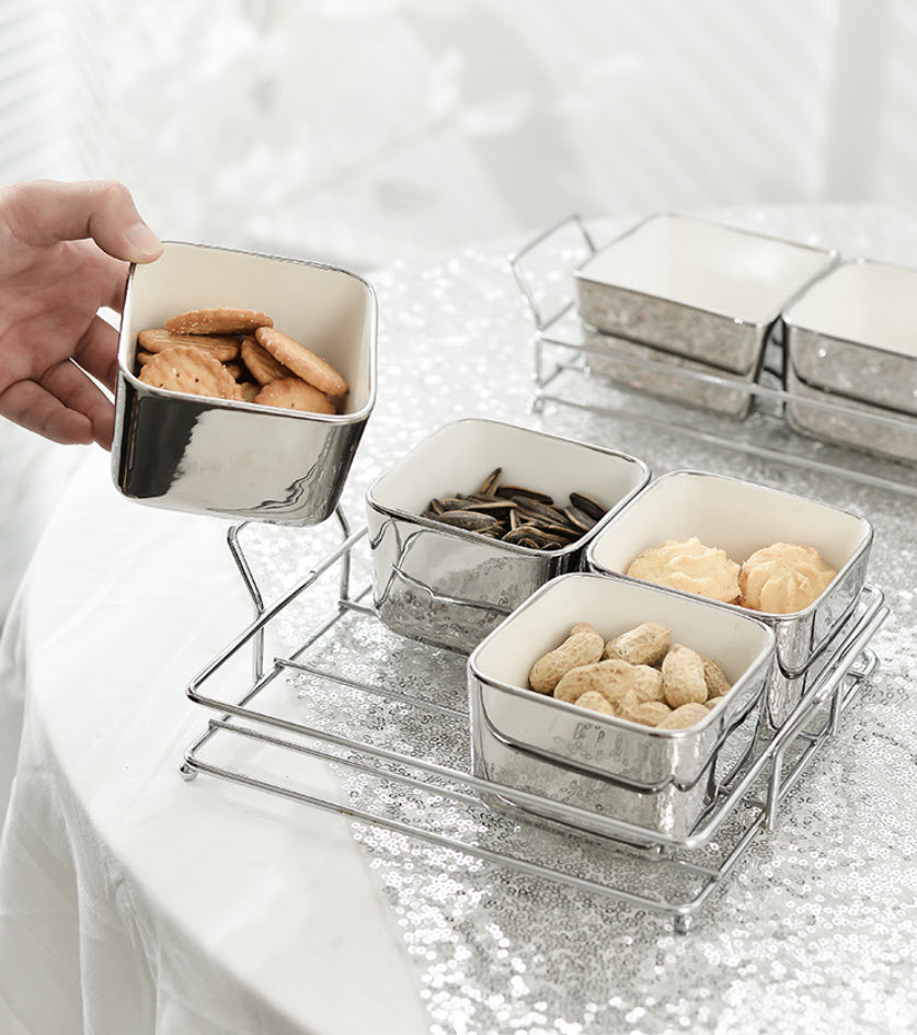 Khay đựng bánh kẹo để bàn sứ đựng topping uống trà OEM G1838