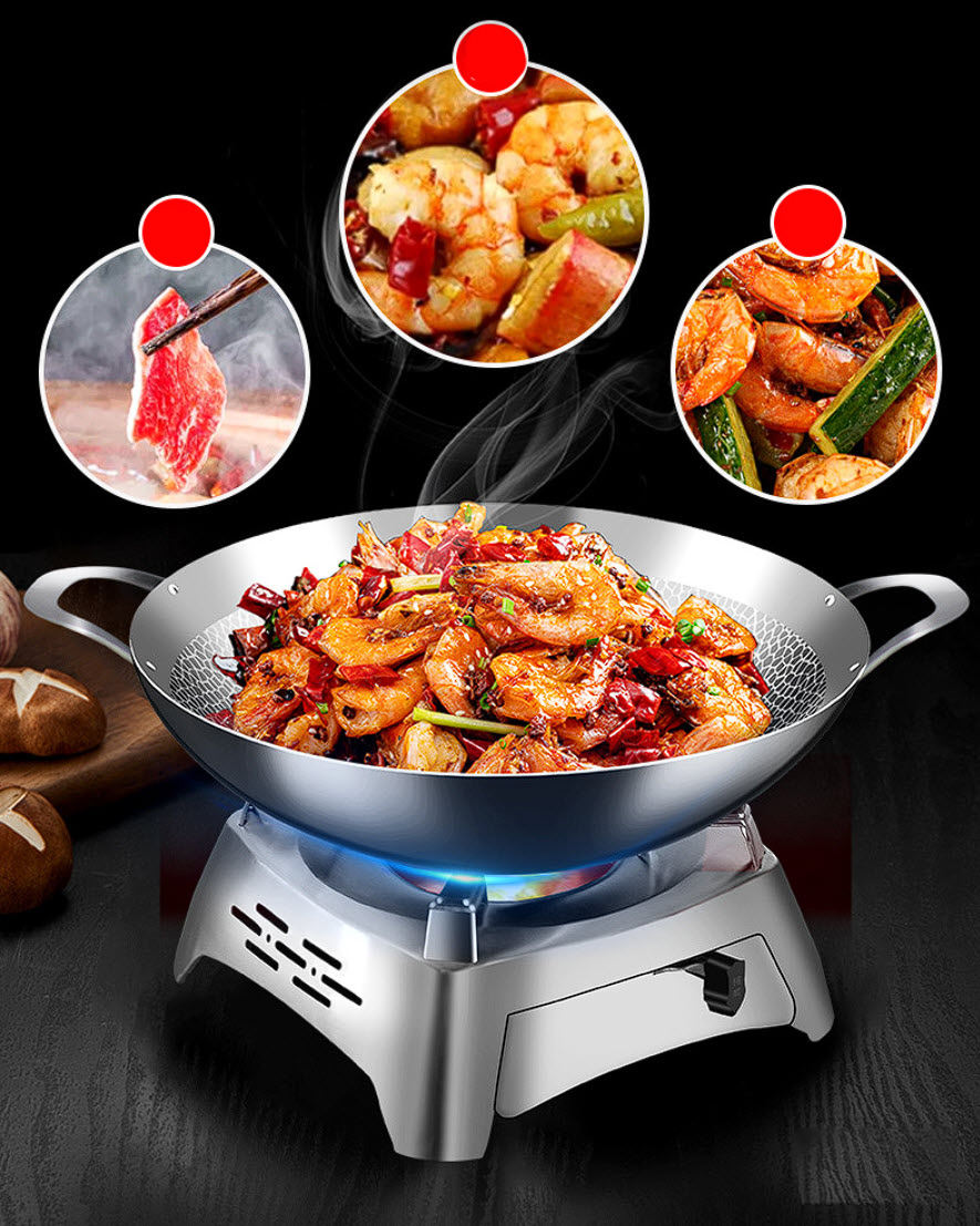 Bộ chảo hâm nóng thức ăn kèm bếp cồn inox 304 MNL003 size 24cm chống dính tự nhiên