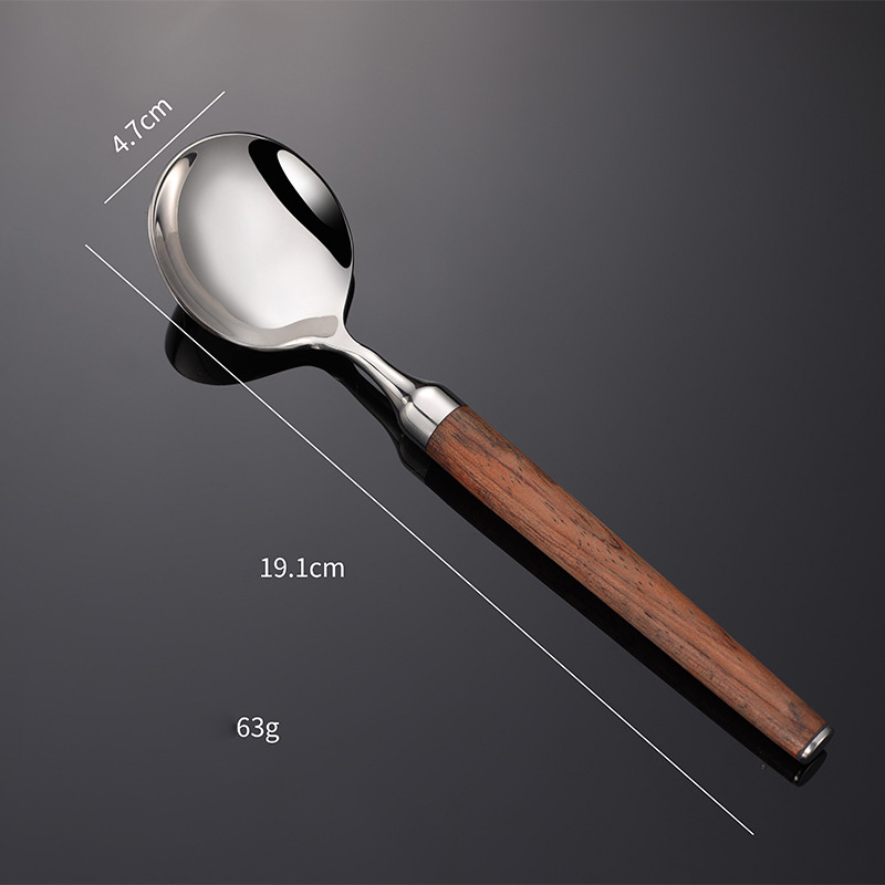 Bộ muỗng ăn muỗng soup nĩa ăn inox 304 cán gỗ OEM JAH16