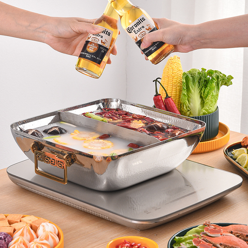 Nồi lẩu 2 ngăn inox 304 cao cấp size 30cm OEM DF06