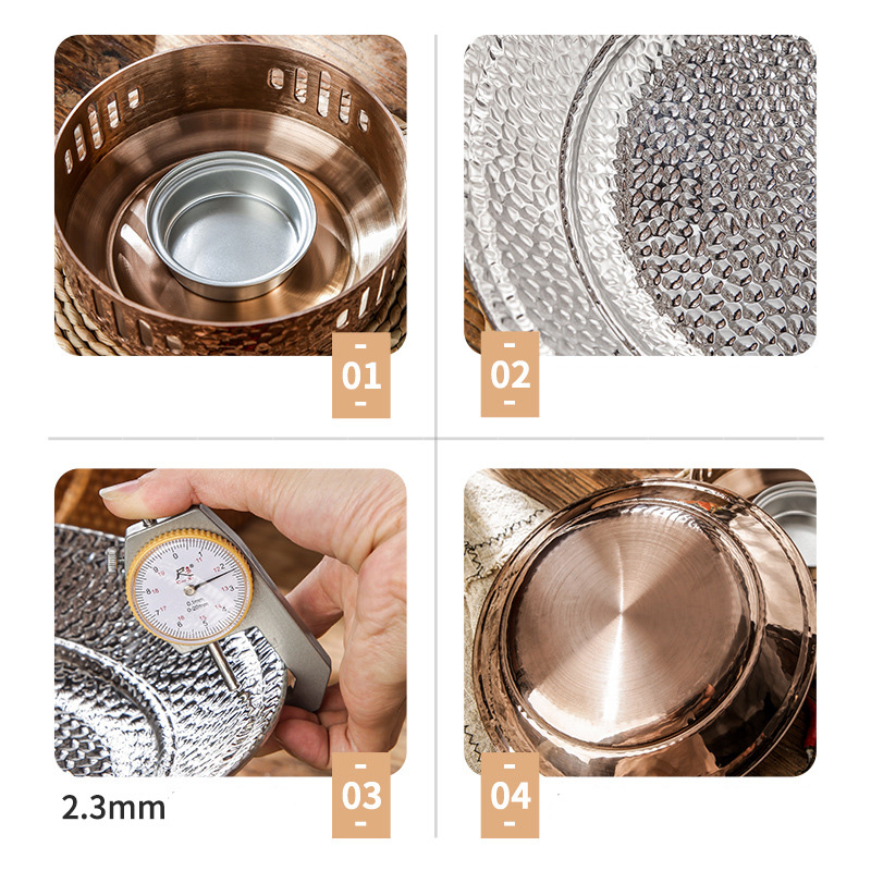 Bộ chảo kèm bếp cồn hâm nóng thức ăn inox 304 OEM GOH01 ăn lẩu khô, hải sản, lagu