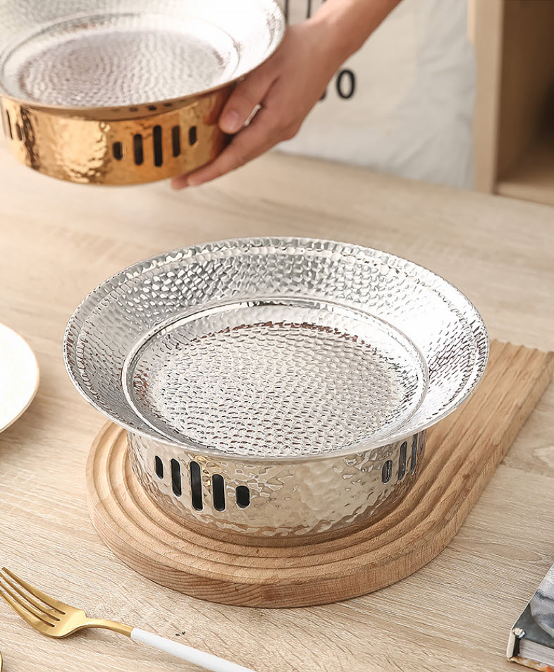 Bộ chảo kèm bếp cồn hâm nóng thức ăn inox 304 OEM GOH01 ăn lẩu khô, hải sản, lagu