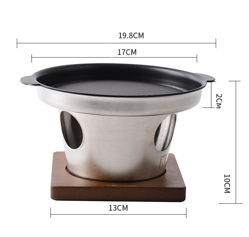 Bếp nướng cồn vỉ nướng kèm bếp cồn bếp nướng thịt hải sản 17cm cho 1-2 người OEM FDN01