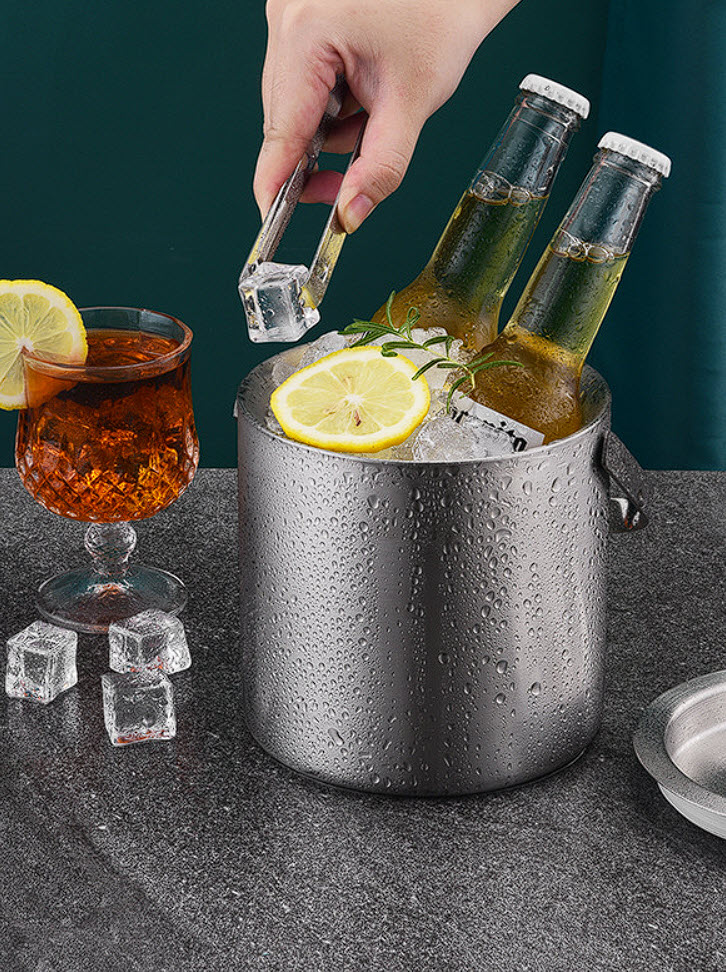 Xô đá 2 lớp inox 304 kèm kẹo gắp OEM JG69B