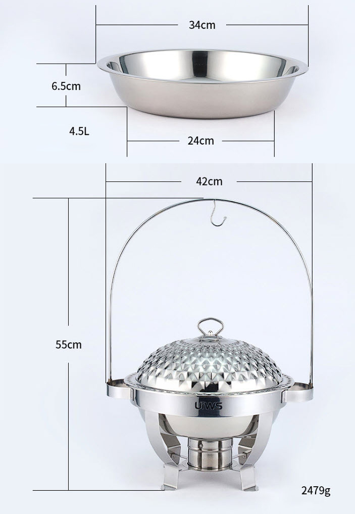 Nồi hâm nóng buffet 4.5L dùng cồn inox 304 OEM LH2136