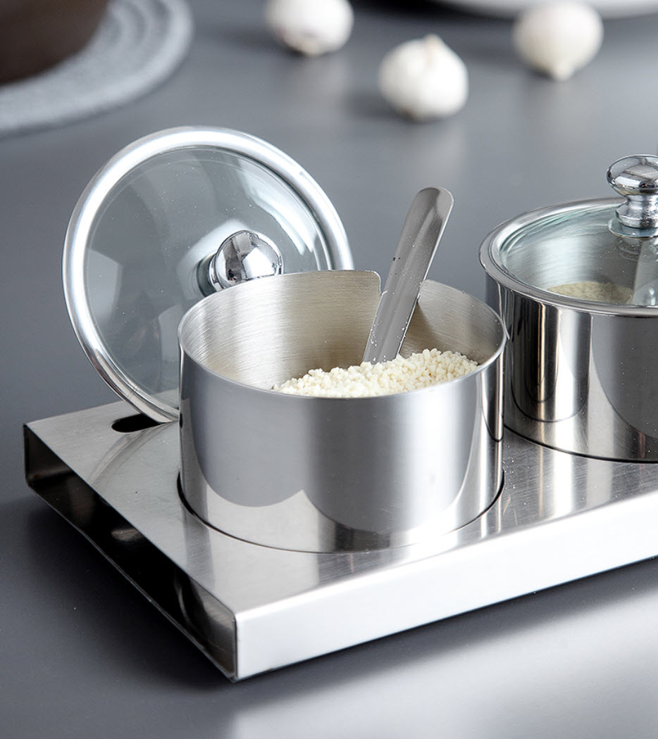 Bộ đựng gia vị 4 ngăn cao cấp inox 304 Onlycook WG8112