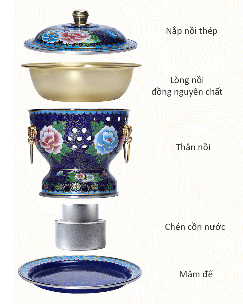 Nồi lẩu 1 người hoa văn cổ điển 19cm OEM LWC01