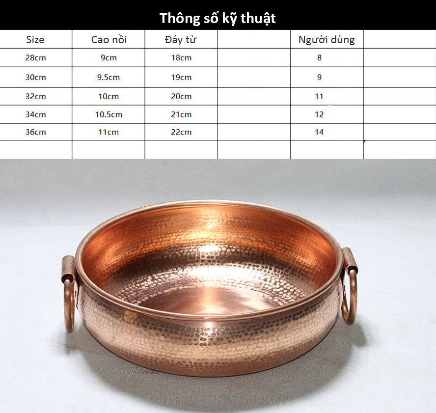 Nồi lẩu đồng handmade size 28-36cm OEM LSC01