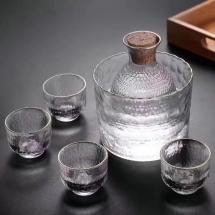 Bộ bình ly uống Sake thủy tinh vân sóng SJW021