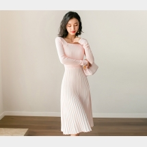 Váy áo đầm len đan tay dài dáng chữ A LYQ7140-2 thời trang Thu Đông.