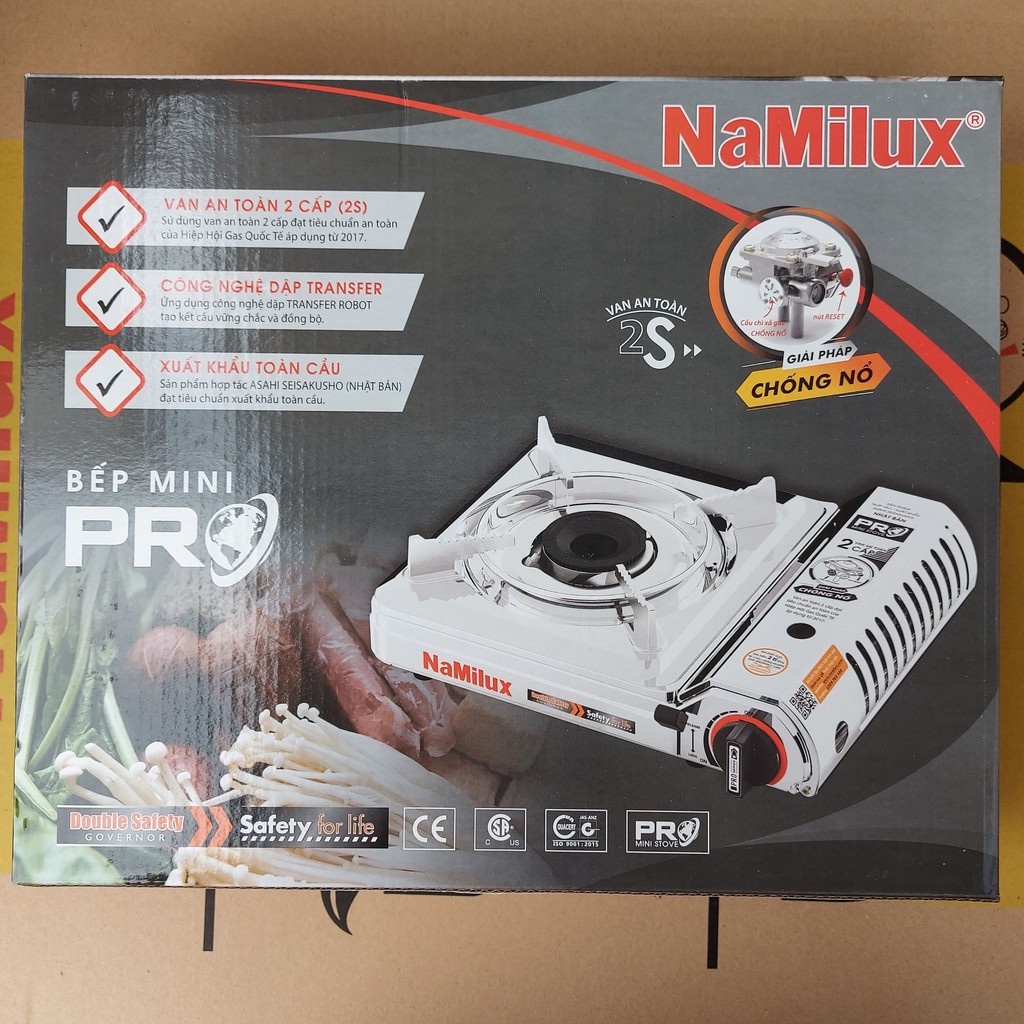 Bếp gas mini Namilux 2S - Chống cháy nổ PL2021AS - PL-2021AS - Toàn thân inox