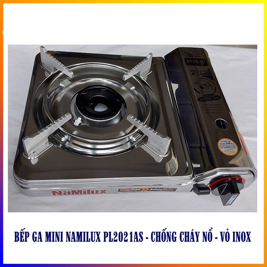 Bếp gas mini Namilux 2S - Chống cháy nổ PL2021AS - PL-2021AS - Toàn thân inox