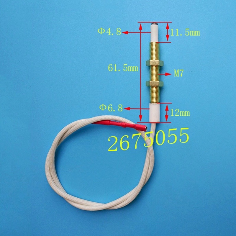 Dây kim sứ đánh lửa đa năng bếp gas âm dương dài 62mm Ø7 ( có ốc vặn định vị ) - sử dụng ống điếu gang