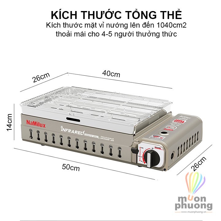 Bếp nướng gas hồng ngoại Namilux GM2220PS - Hàng chính hãng