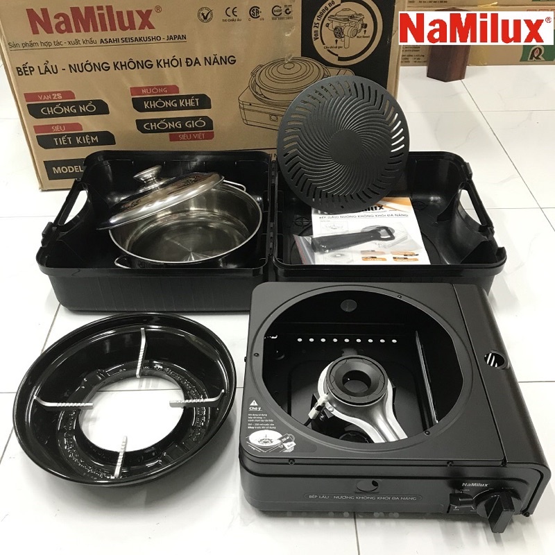 Bếp nướng nấu đa năng Namilux có hộp nhựa kèm nồi inox - HÀNG CHÍNH HÃNG 100%