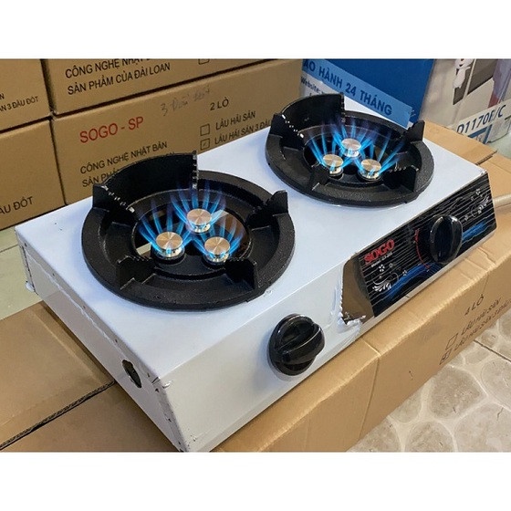 BẾP GAS CÔNG NGHIỆP KHÈ 2 LÒ SOGO GT-208S2 - lửa xanh, mạnh ( HÀNG CHÍNH HÃNG )