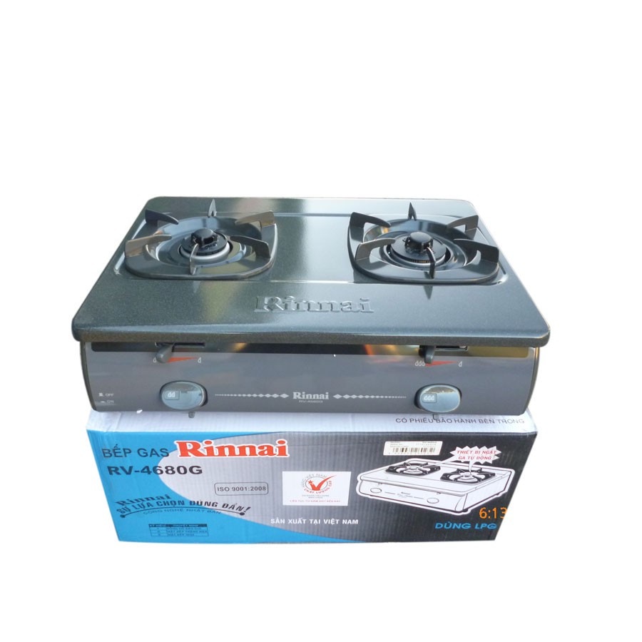 Bếp ga đôi Rinnai RV-4680G- NGẮT GAS TỰ ĐỘNG - HÀNG CHÍNH HÃNG 100% (NEW)
