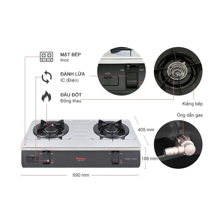 Bếp gas Paloma PA-7PSJ - Nhập Khẩu Từ Nhật Bản- {HÀNG CHÍNH HÃNG - MỚI 100% }
