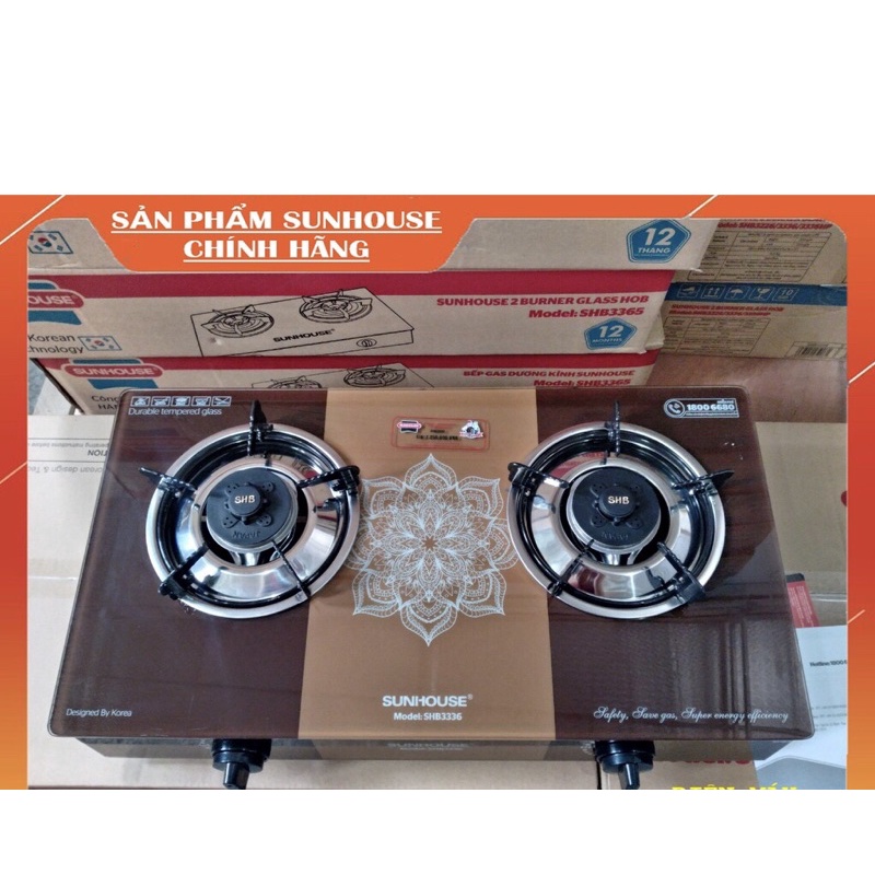 BẾP GAS ĐÔI SUNHOUSE MẶT KÍNH CƯỜNG LỰC - TIẾT KIỆM GAS - HÀNG CHÍNH HÃNG 100%