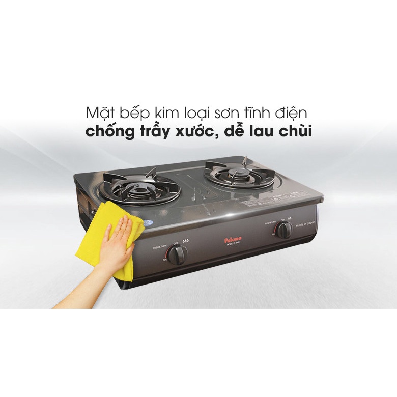 Bếp gas dương Paloma PA-6MEJ, sản xuất và nhập khẩu nguyên chiếc từ Nhật Bản, mặt bếp tráng men, đầu đốt ECO