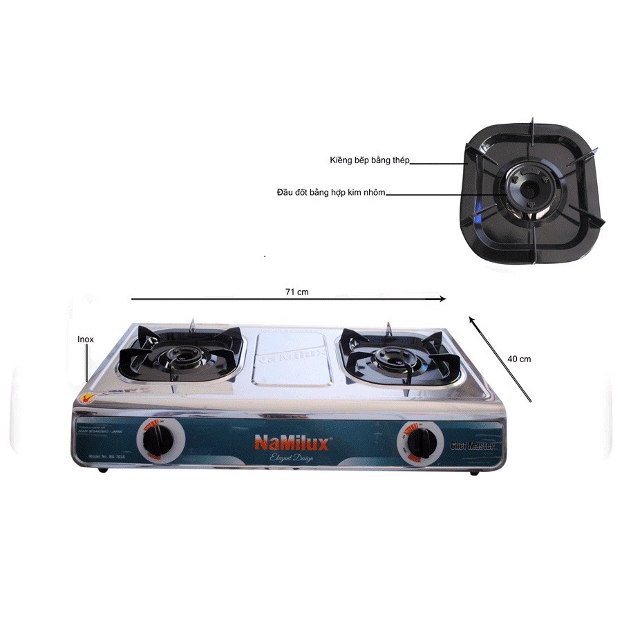 BẾP GAS ĐÔI NAMILUX NA-703 ASM ( HÀNG CHÍNH HÃNG )