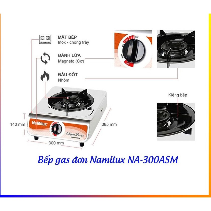 Bếp ga đơn Namilux NA-300A SM ( INOX ) tiết kiệm ga