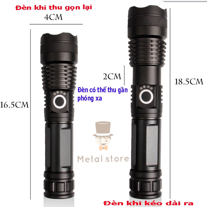 Đèn Pin Siêu Sáng Dùng Chip Led XHP50 Dùng Pin 26650 Dung Lượng Cao, Có Led Báo Dung Lượng Đèn Cầm Tay Cao Cấp
