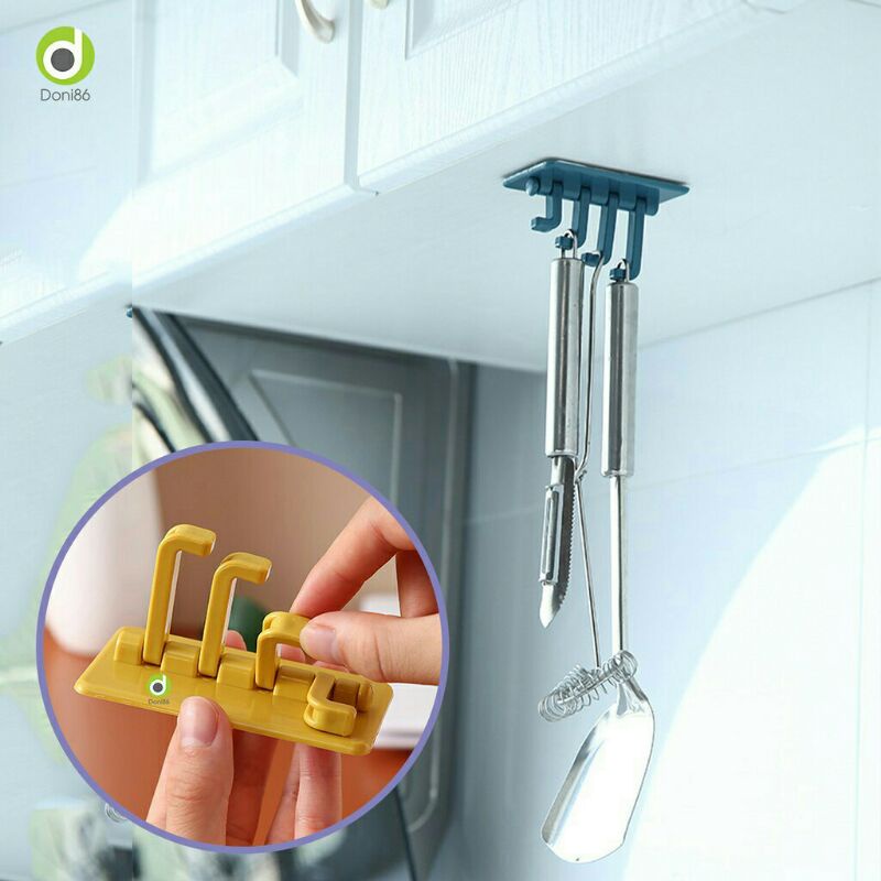 Dán Tường Treo Đồ 4 Móc Nhánh Tiện Lợi Xoay Thông Minh Siêu Chắc