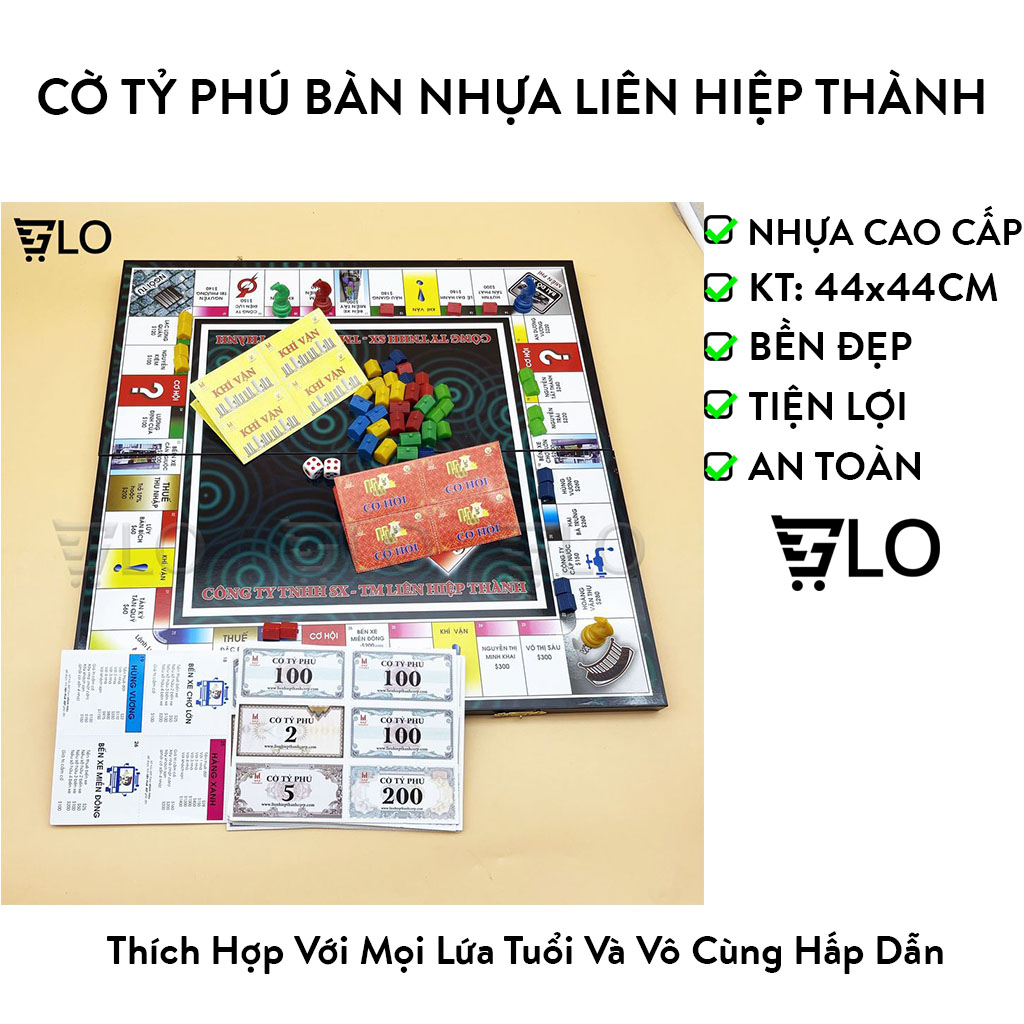 Cờ Tỷ Phú Bàn Nhựa Liên Hiệp Thành (Loại Lớn) - Bộ Cờ Tỷ Phú Monopoly Cao Cấp, Boardgame, Đồ Chơi Thông Minh Cho Bé