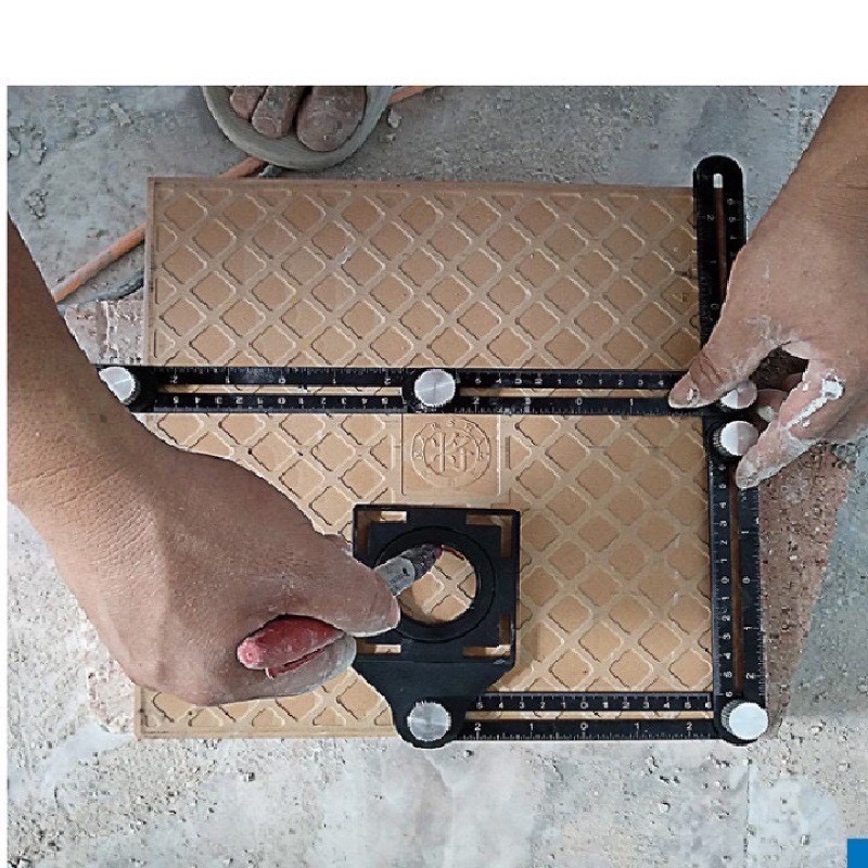 Thước Đo Góc Gập 6 Đoạn Có Lỗ Định Vị Cắt Gạch, Điều Chỉnh Đa Góc Dùng Đo Chính Xác Lỗ Khoan, Lót Gạch
