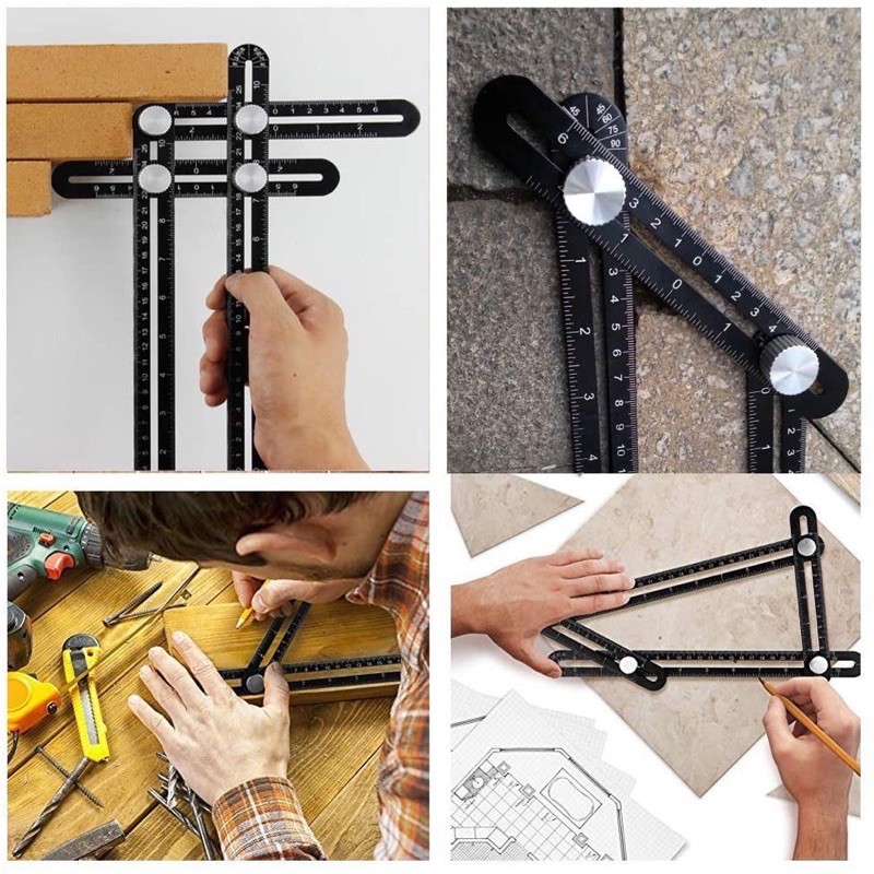 Thước Đo Góc Gập 6 Đoạn Có Lỗ Định Vị Cắt Gạch, Điều Chỉnh Đa Góc Dùng Đo Chính Xác Lỗ Khoan, Lót Gạch