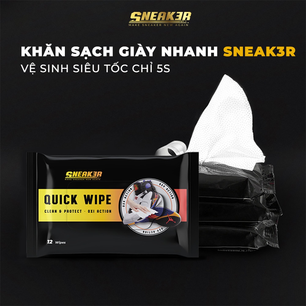 Khăn Lau Sạch Giày Nhanh Quick Wipe SNEAK3R Công Nghệ Oxi Action