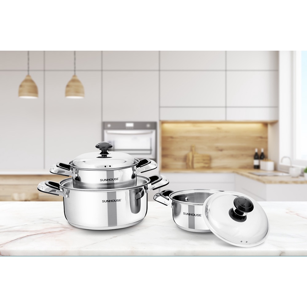 Bộ Nồi Inox 3 Đáy Sunhouse SH333
