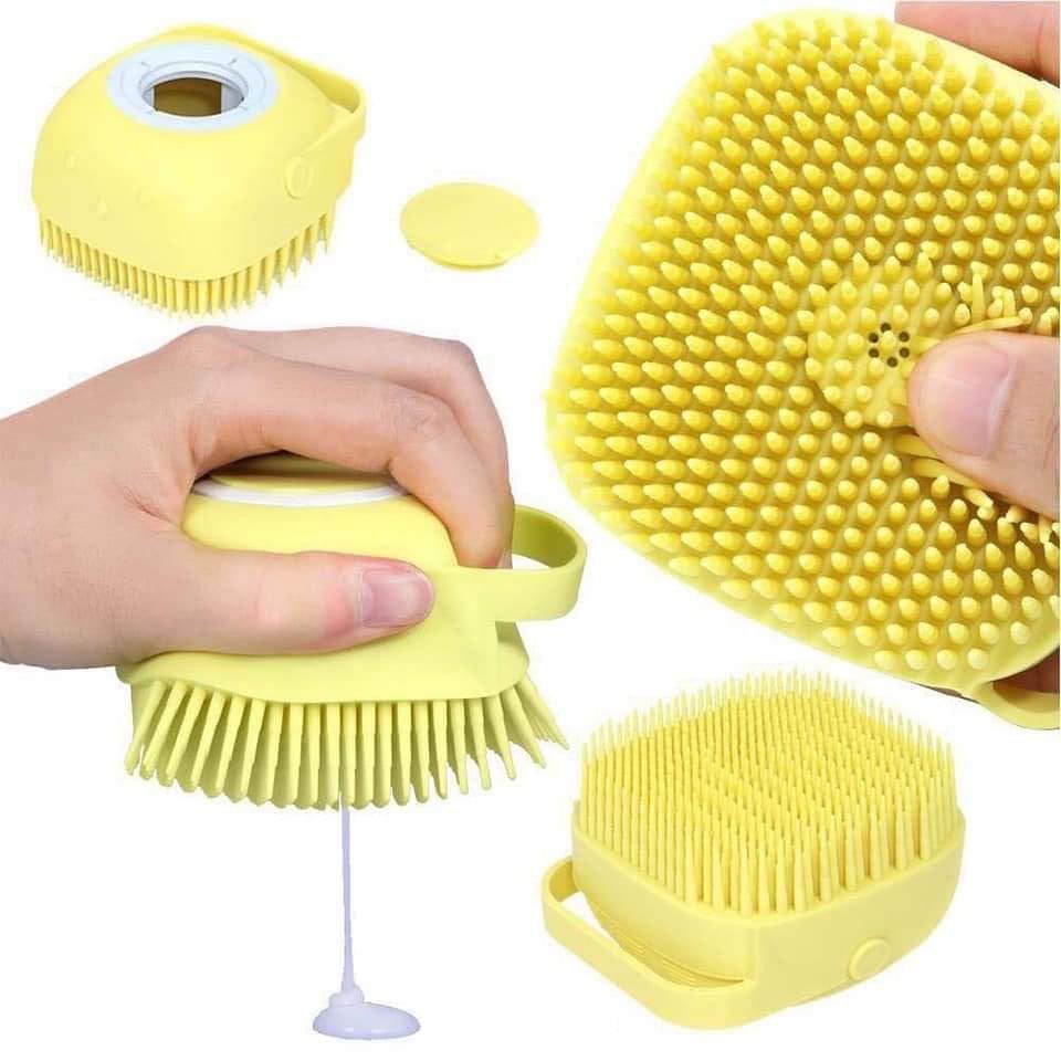 Bông Tắm Bóp Silicon Có Ngăn Đựng Xà Bông Hình Vuông
