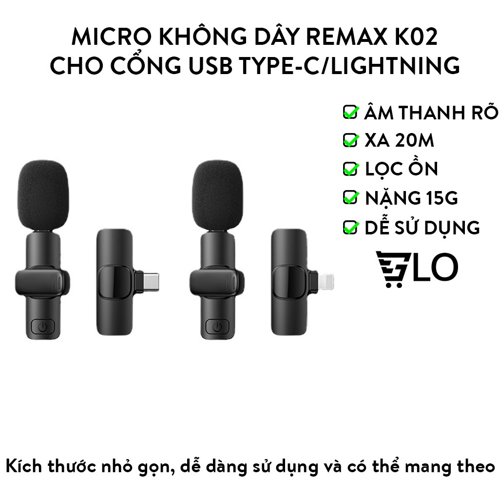 Micro Không Dây Cài Áo Hỗ Trợ Livestream Cho Thiết Bị Cổng Usb Type C Remax K02/K03