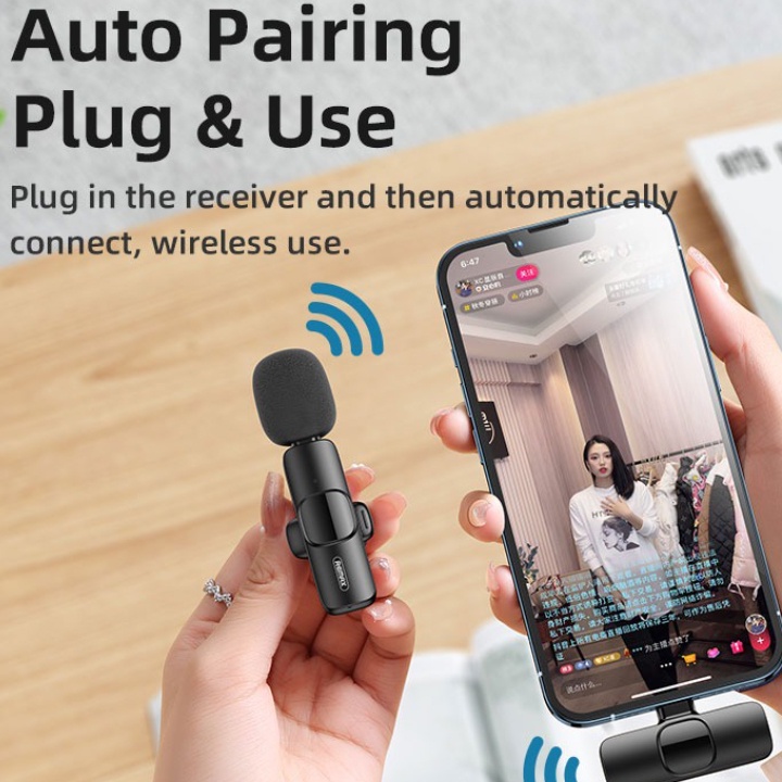 Micro Không Dây Cài Áo Hỗ Trợ Livestream Cho Thiết Bị Cổng Usb Type C Remax K02/K03