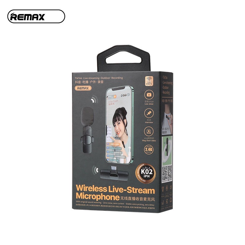 Micro Không Dây Cài Áo Hỗ Trợ Livestream Cho Thiết Bị Cổng Usb Type C Remax K02/K03