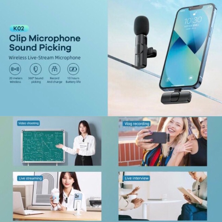 Micro Không Dây Cài Áo Hỗ Trợ Livestream Cho Thiết Bị Cổng Usb Type C Remax K02/K03